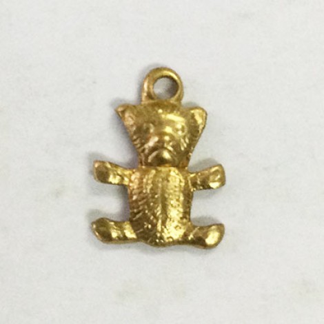 7mm Tiny Teddy Raw Brass Charm - Pack of 13 7mm Tiny Teddy Raw Brass Charm - Pack of 13