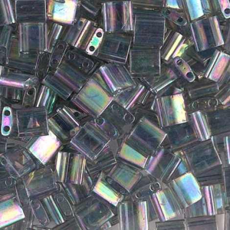 Miyuki Tila Beads - Dark Transparent Gray Rainbow Luster - 10gm