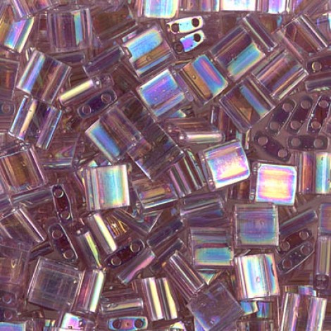 Miyuki Tila Beads - Transparent Smoky Amethyst AB - 10gm