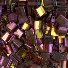 Miyuki Tila Beads - Dark Topaz Rainbow Gold Luster - 7.2gm