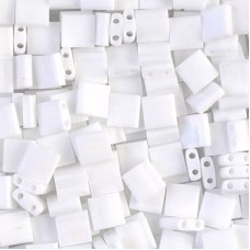Miyuki Tila Beads - Unicorn Matte White AB - 10gm