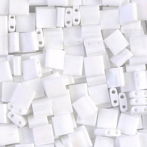Miyuki Tila Beads - Unicorn Matte White AB - 10gm Miyuki Tila Beads - Unicorn Matte White AB - 10gm