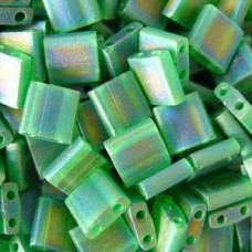 Miyuki Tila Beads - Matte Transparent Green AB - 7.2gm