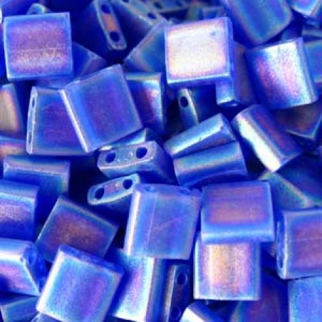 Miyuki Tila Beads - Matte Transparent Cobalt AB - 10gm Miyuki Tila Beads - Matte Transparent Cobalt AB - 10gm