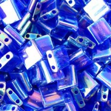Miyuki Tila Beads - Transparent Cobalt AB - 10gm
