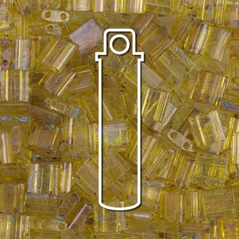 Miyuki Tila Beads - Transparent Picasso Saffron - 7.2gm Miyuki Tila Beads - Transparent Picasso Saffron - 7.2gm