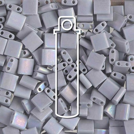 Miyuki Tila Beads - Matte Opaque Grey AB - 7.2gm Miyuki Tila Beads - Matte Opaque Grey AB - 7.2gm