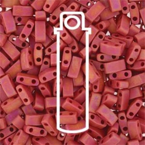 Miyuki Half-Tila Beads - Matte Opaque Red AB - 10gm Miyuki Half-Tila Beads - Matte Opaque Red AB - 10gm