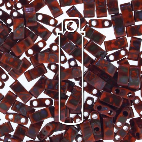 Miyuki Half-Tila Beads - Picasso Opaque Orange - 7.8gm