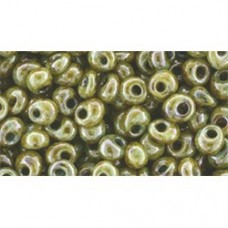 3.4mm Toho Drop Beads - Opaque Luster Transparent Green - 12.5gm