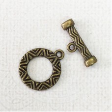 16mm 2-Part Toggle Clasp - Antique Brass - Each