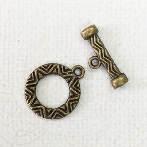 16mm 2-Part Toggle Clasp - Antique Brass