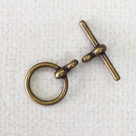 12mm Smooth Antique Gold Plated Pewter Toggle Clasps - 2 parts