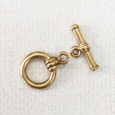 12mm Small 2-Part Toggle Clasp - Antique Gold