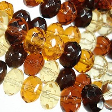 6x9mm Czech Firepolish Rondelles - Topaz Mix - Pack of 10