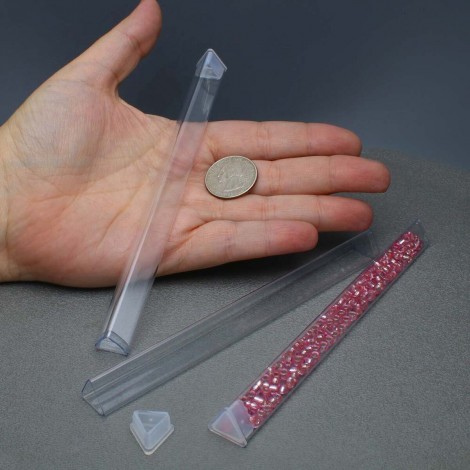 6 x 9/16" (15x1.4cm) Triangle Plastic Tube w/Flat Cap - Pk of 10