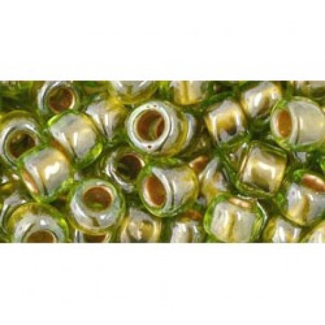 3/0 Toho Seed Beads - Gold-Lined Peridot - 18-19gm