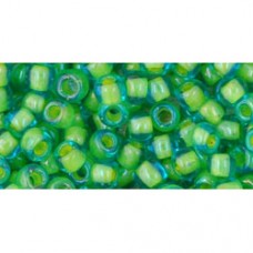 6/0 Toho Seed Beads - Yellow Lined Aqua - 12.5gm