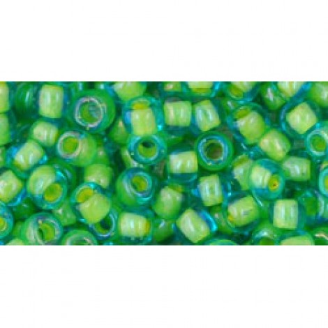 6/0 Toho Seed Beads - Yellow Lined Aqua - 12.5gm 6/0 Toho Seed Beads - Yellow Lined Aqua - 12.5gm