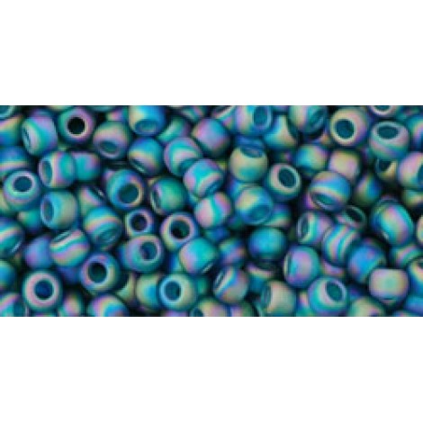 8/0 Toho Seed Beads - Teal Transparent Rainbow Frosted