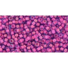 8/0 Toho Japanese Permafinish Seed Beads - Luminous Lt Sapphire/Neon Pink Lined - 8-9gm