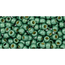 8/0 Toho Japanese Permafinish Seed Beads - Matte Galvanized Jade Green
