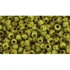 8/0 Toho Japanese Seed Beads - Sour Apple Picasso - 12.5gm