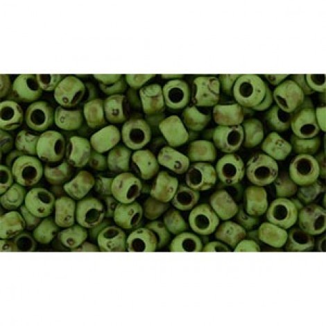 8/0 Toho Beads - Hybrid Frosted Op Mint Green Picasso - 12.5gm