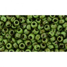 8/0 Toho Seed Beads - Hybrid Op Mint Green Picasso