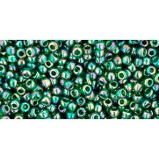 11/0 Toho Japanese Seed Beads - Trasnsparent Rainbow Green Emerald - 18-19gm