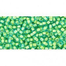 11/0 Toho Seed Beads - Aqua Opaque Yellow Lined