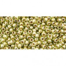11/0 Toho Seed Beads - Gold Lined Peridot