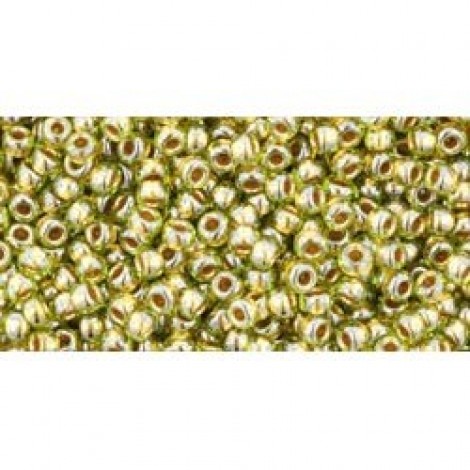 11/0 Toho Seed Beads - Gold Lined Peridot