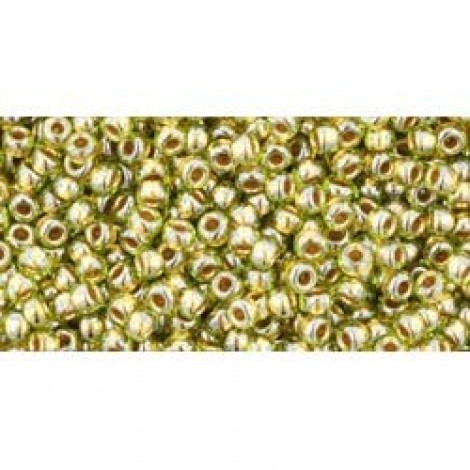 11/0 Toho Seed Beads - Gold Lined Peridot - 8-9gm