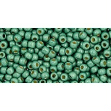 11/0 Toho Beads - Permafinish Matte Galvanized Jade Green - 8-9gm