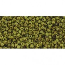 11/0 Toho Japanese Seed Beads - Sour Apple Picasso