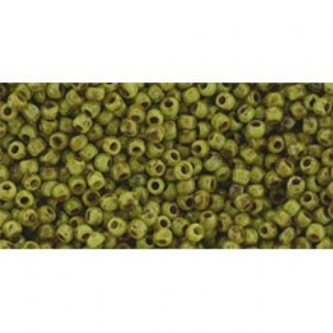 11/0 Toho Japanese Seed Beads - Sour Apple Picasso - 12.5gm