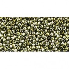 15/0 Toho Seed Beads - Gold-Lustered Green Tea