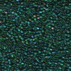 10/0 Miyuki Triangle Seed Beads - Colour lined Amber & Green - 24gm