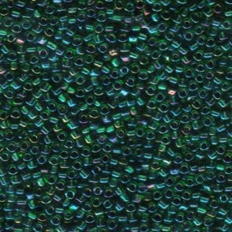 10/0 Miyuki Triangle Seed Beads - Colour lined Amber & Green