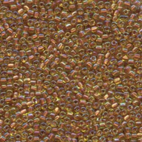 10/0 Miyuki Triangle Seed Beads - Colour Lined Lime & Copper