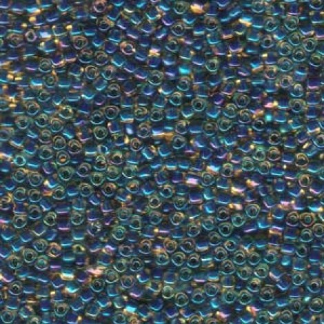 10/0 Miyuki Triangle Seed Beads - Colour Lined Amber & Dk Blue
