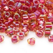 5/0 Miyuki Triangles - Colour-Lined Amber w/Fuchsia - 12.5gm