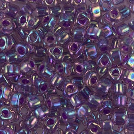 5/0 Miyuki Triangles - Magenta Lined Amethyst AB - 12.5gm 5/0 Miyuki Triangles - Magenta Lined Amethyst AB - 12.5gm