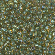 8/0 Miyuki Triangles - Sparkling Light Green Lined Topaz Luster - 12.5gm