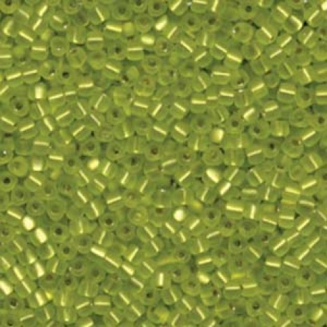 8/0 Miyuki Japanese Triangles - Matte Silver Lined Chartreuse - 12.5gm