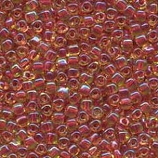 8/0 Miyuki Triangles - Cranberry Lined Peridot - 12.5gm