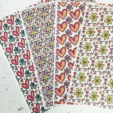 9.5x13.5cm Coral Cockatoo Water Soluble Transfer Sheets - Doodle Hearts Patterns #2 9.5x13.5cm Coral Cockatoo Water Soluble Transfer Sheets - Doodle Hearts Patterns #2