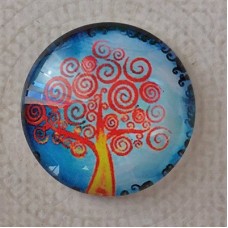 25mm Art Glass Backed Cabochons - Tree of Life 4 - Each