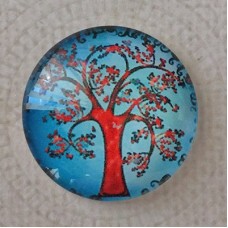 25mm Art Glass Backed Cabochons - Tree of Life 5 - Each